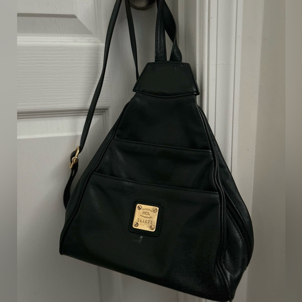 HCL Black Leather Backpack